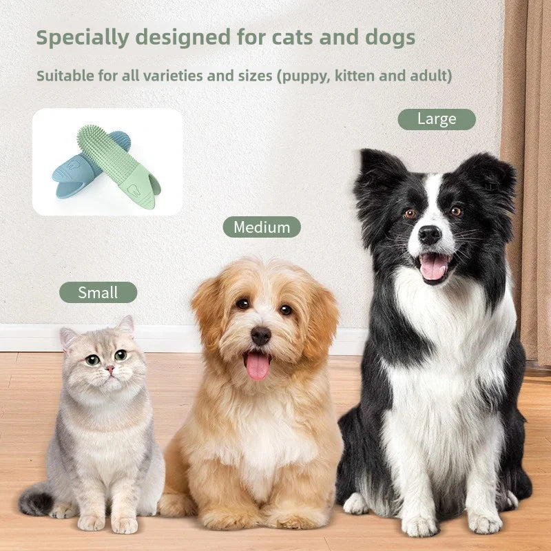 Dog Toothbrush, 360° Cleaning Finger Toothbrush for Dogs, Food Grade Silicone Dog Finger Toothbrush for Dogs & Cats Dental Care