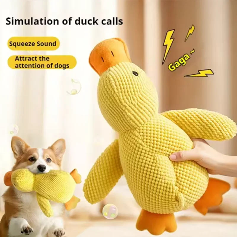 Cute Dog Toy Stomping Duck Bite Resistant Grinding Teeth Cleaning Large Dog Interactive Entertainment Puppy Boredom Plush Toy